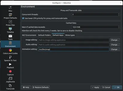kdenlive setting animation editing